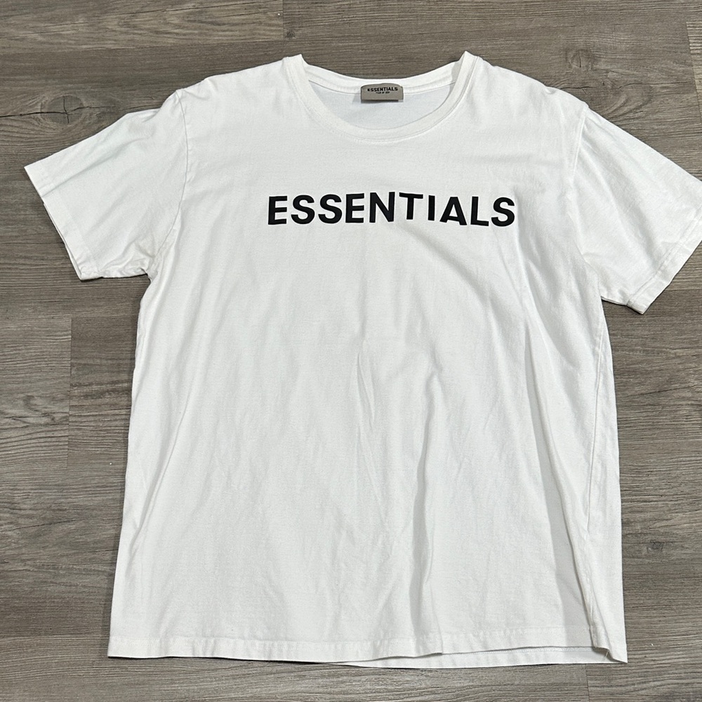 Essentials Classic White Tee with Black Logo